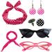 Polka Dot Headbands for Women Drop Earrings Headbands 1950s Outfi Set | Print Dangle Earrings with Vintage Hair Bands Chiffon Scarf Cat Eye Glasses Hot Pink One Size - Buy Online on GoSupps.com
