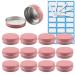 Zeoabsy 10 pieces empty 30 ml around pink aluminum screw can cream box aluminum tiles doses with screw lid 5ml aludose tin tin cans for cosmetics candle ointments with 5x spoon 1x etiquette pink 30ml