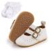 Baby Anti-Slip First Walking Shoes Baby Boys Girls Princess Soft Sole Toddler Shoes Sneakers Infant PU Leather Prewalkers for 0-18 Months with Sock 6-12 Months White 19