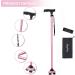 BigAlex Pink Folding Walking Cane with Quad Base - Adjustable Stick for Men/Women (30-35 inches) - Includes Carrying Bag - Buy Online on GoSupps.com