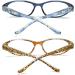 2 Pack Cat Eye Blue Light Blocking Reading Glasses for Women - 3.5x Magnification - Anti Glare UV Computer Eyeglasses - Blue & Brown - Buy Online on GoSupps.com