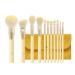 11-Piece Wooden Handle Makeup Brush Set | Little Pudding Beauty Tools with Storage Bag - Yellow - Buy Online on GoSupps.com