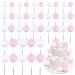 Keaziu 40 Pack Ball Cupcake Toppers Pearl Balls Cake Pick White Pink DIY Cake Insert Toppers Foam Ball Cupcake Picks Mini Balloon for Wedding Baby Shower Anniversary Birthday Party Supplies White+Pink