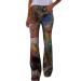 High Waisted Jeans for Women 2023 Summer Button Floral Print Flare Denim Bottom Bell Stretch Plus Size Straight Leg Pants B-a 3X-Large