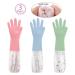 Waterproof Rubber Cleaning Gloves - 3 Pairs, Medium Size, Long Cuff, Flock Lining for Kitchen, Dish Washing and Household Cleaning - Style 4 - Buy Online on GoSupps.com