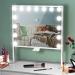 Hollywood Vanity Mirror with Lights - Large Lighted Vanity Mirror with Adjustable Height, 3 Color Modes & 2 Charge Ports, 20x16 Inch 19.7in