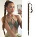 BARSDAR 86cm long braided ponytail extension rubber just wrapped braid hair extensions ponytail DIY natural soft synthetic hair part for women 86cm (pack of 1) 2/30# - warm brunett