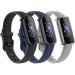 3 Pack Bands for Fitbit Luxe Bands with Screen Protector Case Soft Silicone Sport Replacement Wristbands Strap for Fitbit Luxe Women Large Black+Navy Blue+Gray