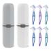 6 pieces of portable prosthesis cleaning brushes: hard prosthesis brush prostheses double side brush denture cleaning brush with 2 carrying bag for cleaning artificial teeth