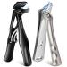 Nail Clippers for Seniors Thick Nails Sharp Slanted Curved Ingrown Toenail Clippers Angled Head Large Toe Nail Clippers for Men Thick Toenails with Wide Jaw Opening Nail Cutter for Tough Nails Black Angled Head&Silver Slanted Nail Clippers