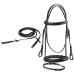 Start simple bridle horse with reins bridle for horses English -combined riding straps 19mm belt wings bridle bridle leather for shetty pony thoroughbred warmblood and cold blood (full black) full black black