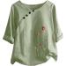 Iuhan Plus Size Floral Linen Top for Women - Mint Green 3X-Large - Buy Online on GoSupps.com