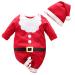 Hifot My First Christmas Baby Girl Boy Romper Christmas Outfits Newborn Long Sleeve Jumpsuit + Hat Infant Clothes Set Red 3-6 Months