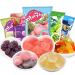 Fruit flavored gummy candy grapes peaches fruit fudge 60% fruit juice content soft candy assorted chewy gumdrop Toffee sweets wedding candy healthy dessert Casual Snack gift (Grap&Peach Flavor 2bag) Grap&Peach Flavor 2bag