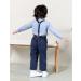 Mint Green 12-18 Months Baby Boy Wedding Outfit Set: Bodysuit, Suspender Trousers, Shirt, Bow Tie - Solid Blue Gentleman Clothing - Buy Online on GoSupps.com
