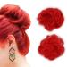 iLUU Women's Red Color Scrunchy Updo Wavy Hair Bun Messy Elastic Chignons Synthetic Hairpiece Wig Curly Hair Extension Scrunchies for Women Girl Lady (#113 Bright Red 2pcs/pack) #113-red