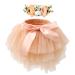 HOOLCHEAN Baby Girls Soft Tutu Skirt and Flower Headband Sets with Diaper Cover 2-3 Years Peach