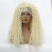 Hairpieces curls Wiglady Medium Langth Wave Hair Headresistant Highensity Synthetic High Temperature Wire Lace Front Wig Gold 20in 24 In