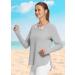 Baleaf Women's UPF 50+ Sun Shirt | Long Sleeve Hiking Top | Lightweight & Quick Dry UV Protection | Grey - Medium - Buy Online on GoSupps.com