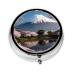 Mt. Fuji in Early Springround Pill Box 3 Compartments Round Pill Box Organizer for Purse Or Pocket Portable Travel Pill Box