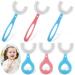 6 Pcs U Shaped Toothbrush Kids Toothbrushes Soft Silicone Children U Shape Toothbrush Whole Mouth Teeth Cleaning All Round Toothbrush for Baby Kids 2-12 Years Old  2 Styles (Heart  Straight Handle)