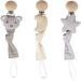 Meiso 3 pieces baby pacifier chain fabric set pacifier band organic cotton and wood nickel-free metal clips pacifier chains with beech wood clip for boys and girls