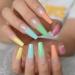 Rainbow Ombre Coffin Fake Nails Set - Glossy Nude Ballet Acrylic False Nail Tips for Women - Buy Online on GoSupps.com