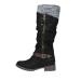 Gumiao rain boots, cowgirl combat ankle hunter knee high winter riding work boots for women W01-black