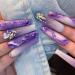 24 Pcs Press on Nails Violet Purple Press on Nails  Full Cover Long Fake Nails with Rhinestone Designs Extra Long False Nails Glue on Nails Acrylic Nails for Women and Girls. Style 1