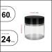 24 Pack 2 oz/ 60 g Clear Round Glass Jars - Empty Cosmetic Containers with Inner Liners black Lids and Glass Sample Jars with lables For Cosmetics Face cream Lotion DIY Candle - Buy Online on GoSupps.com