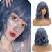 14 Inch Mix Blue Wavy Wig Short Wavy Wig Bob Blue Wigs With Air Bangs Shoulder Length Women's Short Wig Curly Wavy Synthetic Wig Pastel Bob Wig For Girls Summer Party Costume Cosplay Daily Use Bangs Curly 14 Inch Mixed B...
