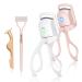 2+2pack Heated Eyelash Curler with Sensing Heating Silicone Pad Quick Natural Curling for Long Lasting 2Heating Modes Rechargeable Portable Electric Eyelash Curler Pink White