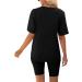 AGSEEM Women's Summer Two Piece Outfit Set: V-Neck T-Shirt Top & Biker Shorts | Workout Sports Tracksuit - Black (Medium) - Buy Online on GoSupps.com