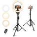 10 Selfie Ring Light with 62" Adjustable Tripod Stand & Phone Holder for Live Stream/Makeup, Dimmable LED Ringlight for Tiktok/YouTube/Zoom Meeting/Photography