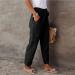 Ronony Ladies Linen Jogging Pants - High Waist Comfortable Sweatpants for Summer Beach & Leisure - XL Black - Buy Online on GoSupps.com