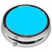 Light Blue Portable Metal Pill Box - Round Mini 3-Compartment Design for Travel - Ideal for Small Pills - Buy Online on GoSupps.com