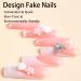 Shop Stylish French Tip Press On Nails - Summer Pink Coffin Design with Heart-Shaped Pearls & Rhinestones | 24 Pcs Glossy Acrylic Nails for Women & Girls - Buy Online on GoSupps.com