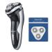 SweetLF Electric Razor for Men- New (Plus 3 Blades) IPX7 Waterproof Wet and Dry Use 120 Running Time Rechargeable Mens Electric Razor 2 Years Warranty (Black) Bright Black