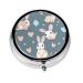 Cartoon Cute Bunnyround Pill Box 3 Compartments Round Pill Box Organizer for Purse Or Pocket Portable Travel Pill Box