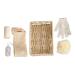 Ensemble Exfoliant Corps et Gommage des Pieds 6 Pi ces Manche en Bois et Corde de Jute Panier Rectangulaire 30x20x6 Cm Outil de Nettoyage Corporel Kit Bain Voyage pour Soin Spa