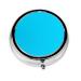 Solid Color Light Blue Portable Metal Pill Box Round Mini 3-Compartment Plastic Insert hinged Fastening Design Suitable for Small Pills Must-Have for Travel Black