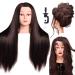 LuAiJa Mannequin Head 26"-28" Long Synthetic Fiber Hair Styling Training Head Manikin Cosmetology Doll Head Hair with Free Clamp Holder (Black Synthetic Fiber Hair)