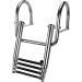 Hoffen 4 Step Pontoon Boat Ladder - Stainless Steel Telescoping Folding Inboard Ladder for Rear Entry - Heavy Duty Custom Swim Deck Ladder with Pedal and Handrails - Buy Online on GoSupps.com
