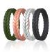 ROQ Silicone Rubber Wedding Rings for Women, Thin Lavender Leaves, Rubber Silicone Wedding Band, Bridal Jewelry Set, Anniversary Rings, Promise Ring, Multi Packs, Multi Colors Dark Green, Rose Gold, Silver, Black 9.5 - 10 (19.8mm)