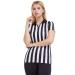 FitsT4 Women's Official Black & White Stripe Referee Shirt Zipper Collared V-Neck Referee Jersey Short Sleeve Ref Tee Shirt for Refs, Waitresses & Costume Black & White Small