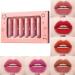 Colored Liquid Lipstick Set 6 Colors Velvet Matte Nude Pink Lipstick Tube Waterproof Long Lasting Non-stick Cup Lip Gloss Kit Vivid Colors High Pigmented Lip Stain Makeup For Women Valentine's Gift