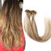 SEGO SONNGING Extensions real hair 0.5g/strands 100 strands hair extension keratin u-tip glue 100% remy human hair white brown/light blond #12p613 40 cm (50 g)