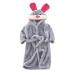 Colorful Cartoon rabbit Children's bathrobe with hood with hood nightwear baby toddler night shirt flannel pajamas thicken plush towel for young girls 1-8 years old (gray 5-6 years) 5-6 years gray
