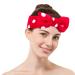 ODDIER Make-up Spa Headband  Apply facial mask Bath Facial Makeup Bow Head band for Women Girls Washing Face Skincare Shower Fluffy Towel Headbands  Soft Microfiber Coral Fleece Face Mask Hair Band (red)