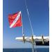 SPEARFISHING WORLD Dive Flag with Pole for Boat T - Top and Rod Holder Safety for Scuba Spearfishing Diving Freediving and Snorkeling